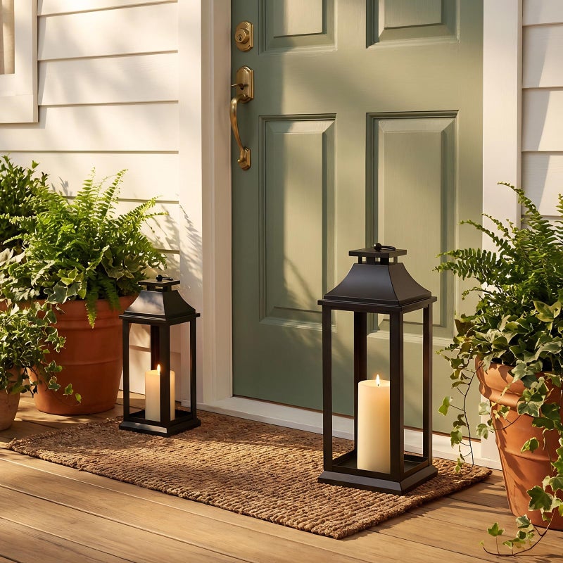 SUJUN Modern Farmhouse Black Lantern Candle Holder â€“ 18â€ Hanging Decorative Lantern for Indoor & Outdoor Home DÃ©cor â€“ Ideal for Parties, Weddings, Porches, and Events (No Glass Panel), Size Medium - Image 5