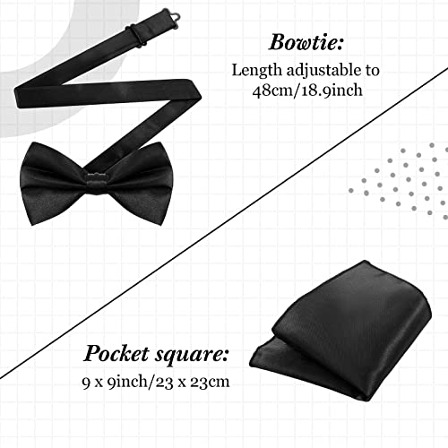 Haysandy Men's Formal Vest Set Business Classic Waistcoat with Necktie Bow Tie and Pocket Square for Tuxedo Wedding Dress (Black, Large) - Image 5