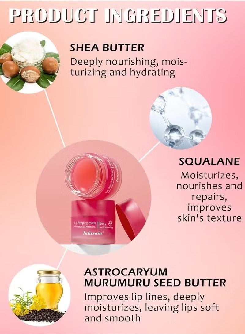 lakerain Lip Sleeping Mask Overnight Lip Mask Moisture and Collagen Booster Lip Mask Day and Night Repair Lip Balm for Improves Dryness and Cracked Lip Scrubs Lip Plumper Oil Tinted Lip Balm 04 - Image 5