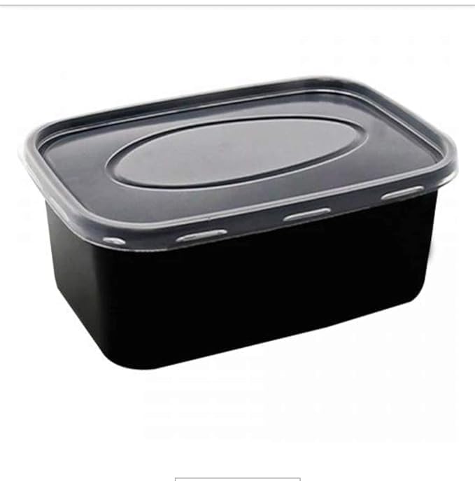 SURAKO COLLECTIONS Black container with lead for Food storage microwave safe kitchen storage Reusable plastic containers for food delivery Fridge storage container Sq500 ml Pack of 15 - Image 1