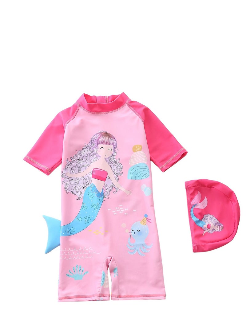 Y&D 2 piece children's swimsuit girl baby one piece surfing suit baby swimming pool girl swimsuit 90-100 cm - Image 1