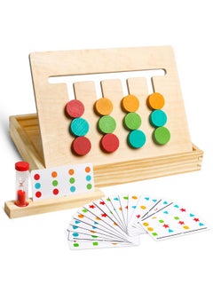 kizh Montessori Learning Toys Slide Puzzle Color & Shape Matching Brain Teasers Logic Game Montessori Educational Wooden Toys For Ages 2 3 4 5 6 Years Old Toddlers Kids Child Travel Toys  - Image 1