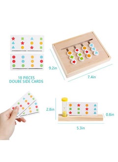 kizh Montessori Learning Toys Slide Puzzle Color & Shape Matching Brain Teasers Logic Game Montessori Educational Wooden Toys For Ages 2 3 4 5 6 Years Old Toddlers Kids Child Travel Toys  - Image 4