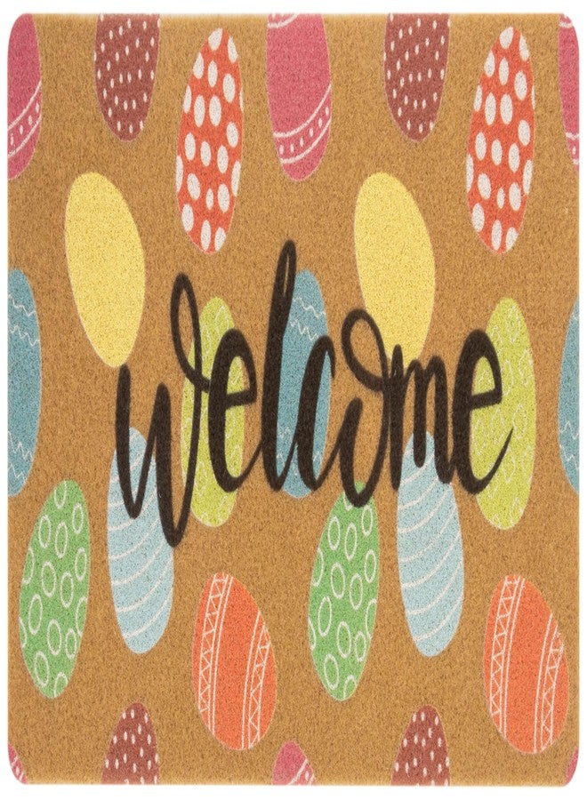 Eohak Easter-Welcome-Doormat Outdoor-Entrance Colorful Easter Eggs Front Door Mat Funny Easter Doormat 17 X 29 Inch - Image 1