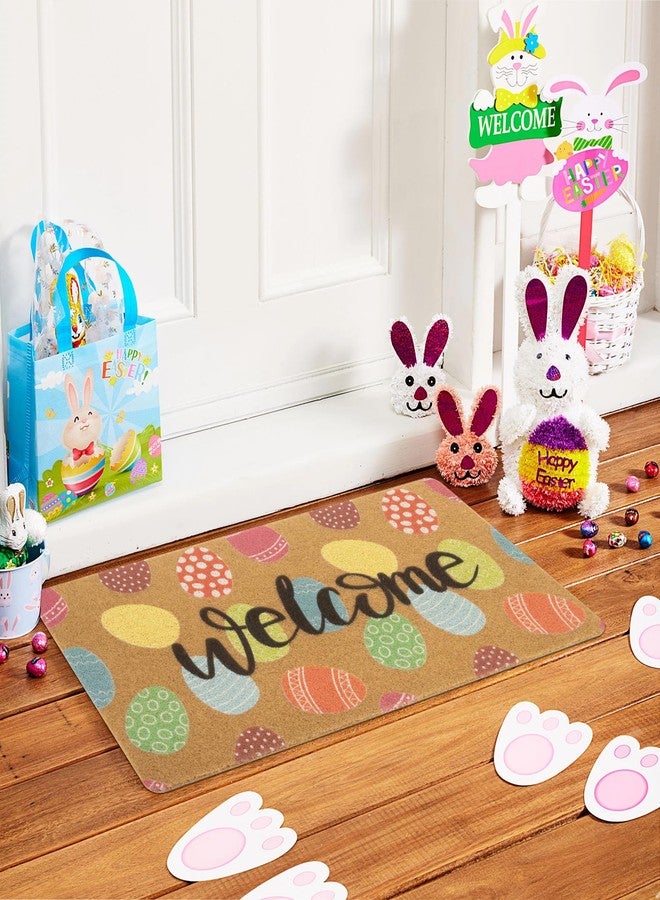 Eohak Easter-Welcome-Doormat Outdoor-Entrance Colorful Easter Eggs Front Door Mat Funny Easter Doormat 17 X 29 Inch - Image 2