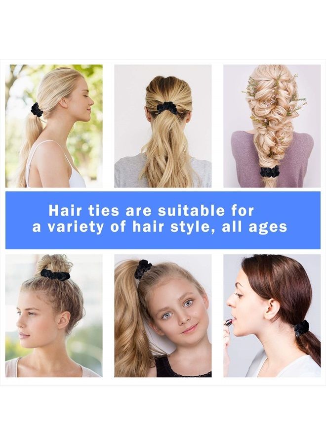 Whaline 12 Pieces Hair Scrunchies Velvet Elastics Scrunchy Bobbles Soft Hair Bands Hair Ties (Black) - Image 5