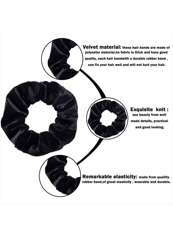 Whaline 12 Pieces Hair Scrunchies Velvet Elastics Scrunchy Bobbles Soft Hair Bands Hair Ties (Black) - Image 4