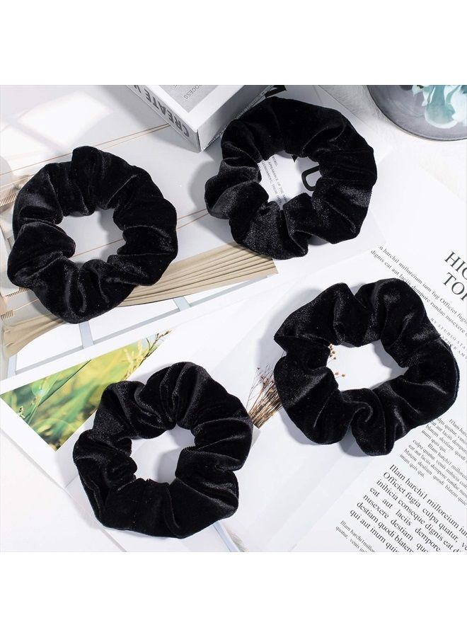 Whaline 12 Pieces Hair Scrunchies Velvet Elastics Scrunchy Bobbles Soft Hair Bands Hair Ties (Black) - Image 3