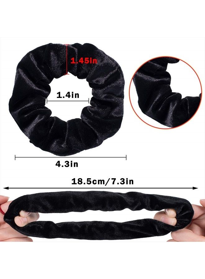 Whaline 12 Pieces Hair Scrunchies Velvet Elastics Scrunchy Bobbles Soft Hair Bands Hair Ties (Black) - Image 2