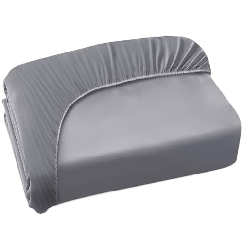 Coldwind Short Queen Fitted Sheet Only for RV Camper 60 X 75 up to 14 Deep Pocket Bed Mattress Sheets Stretchable Breathable Jersey Knit Cover Gray - Image 1