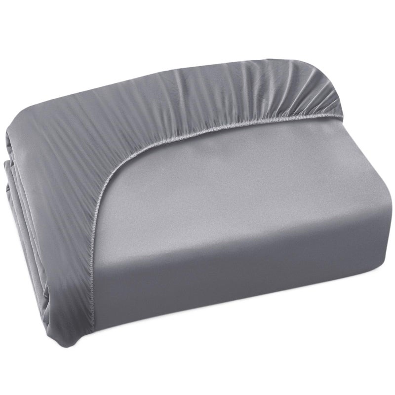 Coldwind Short Queen Fitted Sheet Only for RV Camper 60 X 75 up to 14 Deep Pocket Bed Mattress Sheets Stretchable Breathable Jersey Knit Cover Gray - Image 2