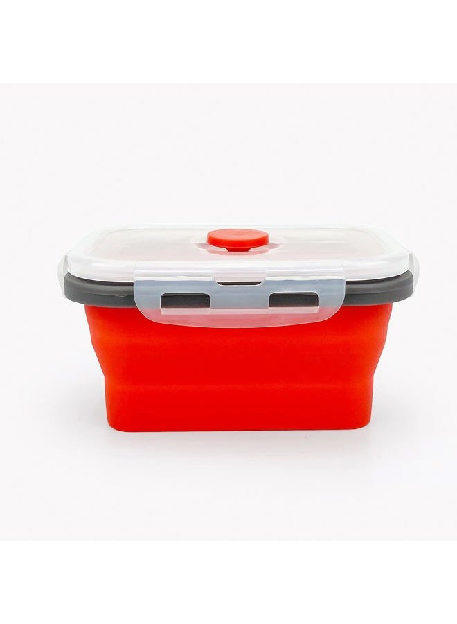 CCyanzi 3piece Collapsible Food Storage Containers with Lids, Silicone Lunch Container, Microwave & Freezer Safe, Space Saving for Kitchen Cabinet and Camping Backpack,(red gray) - Image 4