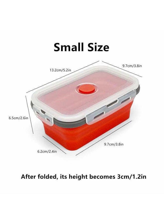CCyanzi 3piece Collapsible Food Storage Containers with Lids, Silicone Lunch Container, Microwave & Freezer Safe, Space Saving for Kitchen Cabinet and Camping Backpack,(red gray) - Image 5