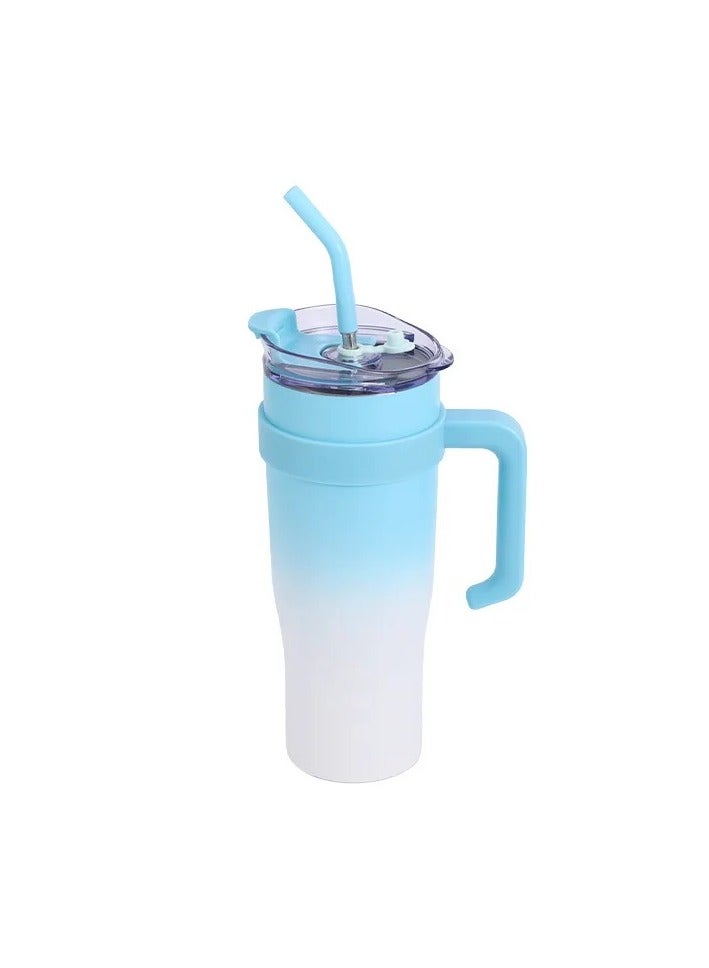 40 oz Insulated Stainless Steel Tumbler with Handle and Flip Straw – Spill-Proof Travel Mug – Double-Wall Vacuum – Hot & Cold Drink Thermos – Reusable Commuter Cup – Cup Holder Friendly – Key Lime  - Image 1