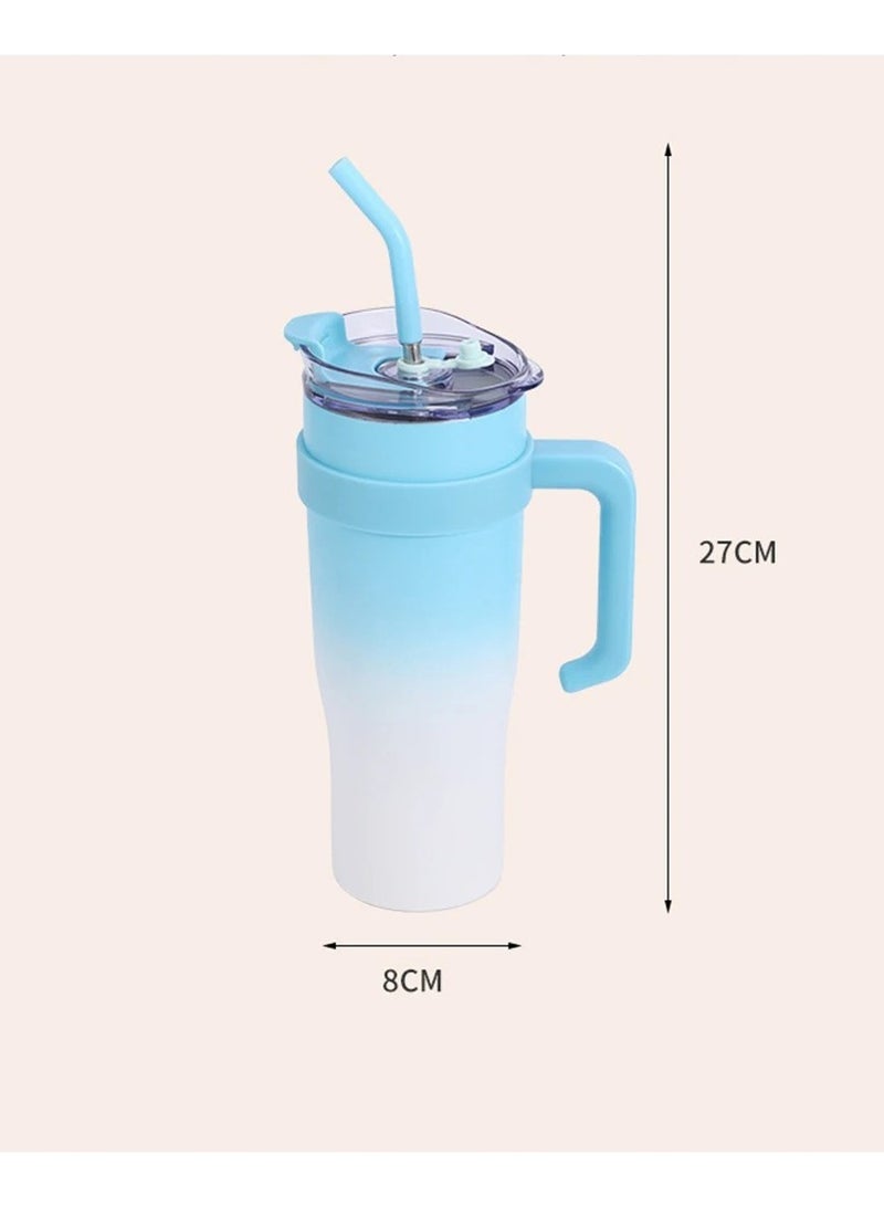 40 oz Insulated Stainless Steel Tumbler with Handle and Flip Straw – Spill-Proof Travel Mug – Double-Wall Vacuum – Hot & Cold Drink Thermos – Reusable Commuter Cup – Cup Holder Friendly – Key Lime  - Image 2