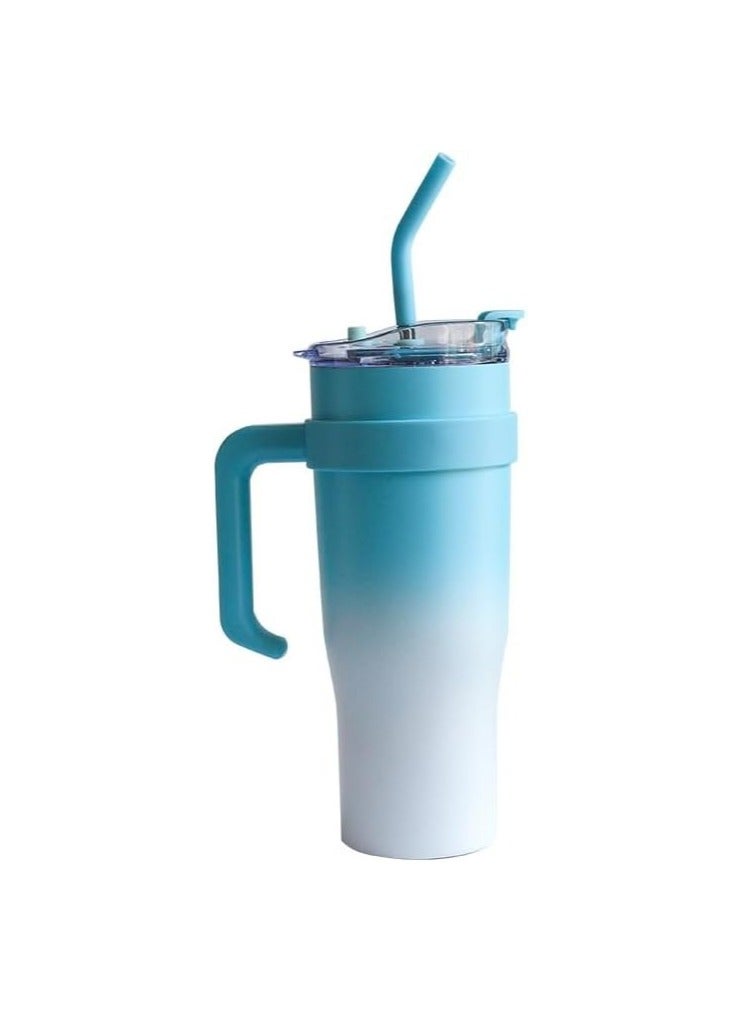 40 oz Insulated Stainless Steel Tumbler with Handle and Flip Straw – Spill-Proof Travel Mug – Double-Wall Vacuum – Hot & Cold Drink Thermos – Reusable Commuter Cup – Cup Holder Friendly – Key Lime  - Image 4