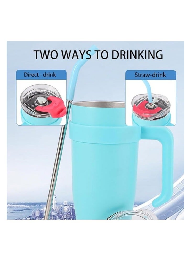 40 oz Insulated Stainless Steel Tumbler with Handle and Flip Straw – Spill-Proof Travel Mug – Double-Wall Vacuum – Hot & Cold Drink Thermos – Reusable Commuter Cup – Cup Holder Friendly – Key Lime  - Image 5