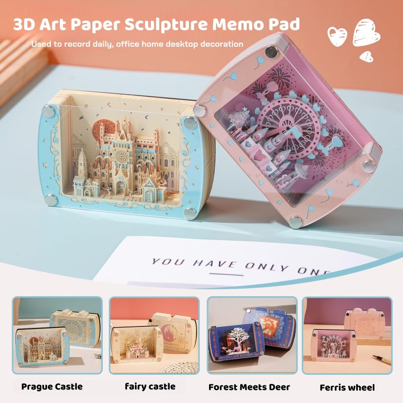 YioeKaa 3D Creative Notepad Tear Paper Sculpture-3D Notepad, Art Notes, Non-Stick Notes for Office and Home Decor (Ferris Wheel) - Image 2