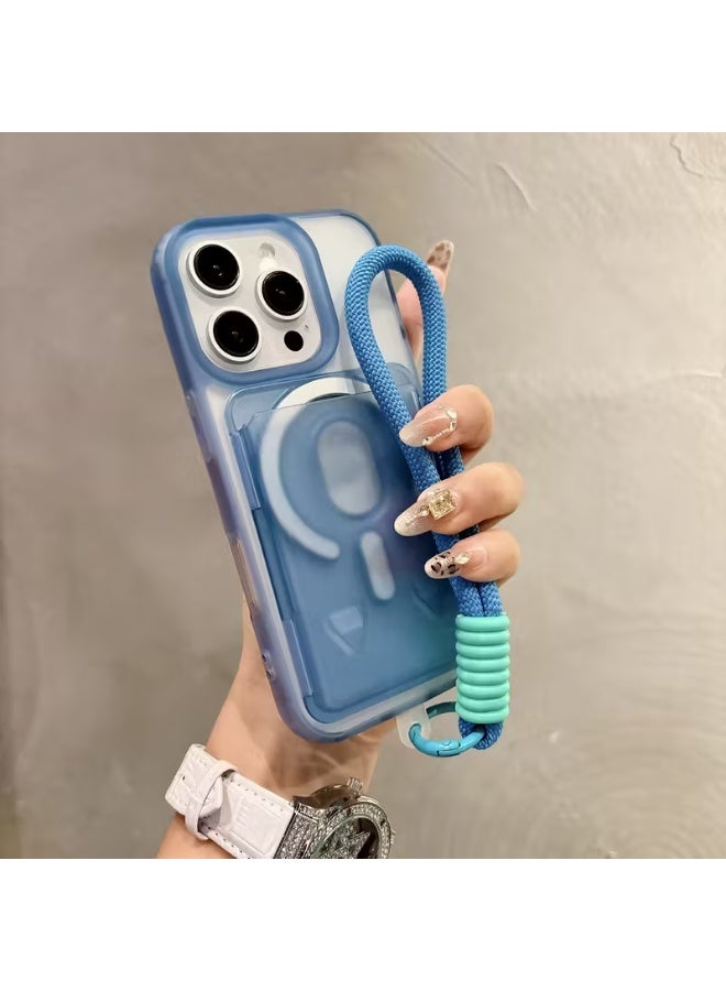 Temu A clear matte case with colored edges, supports 3-in-1 wireless charging, features a removable magnetic card holder, and includes a lanyard for secure and easy carrying. Compatible with iPhone 13 Pro Max. - Image 1