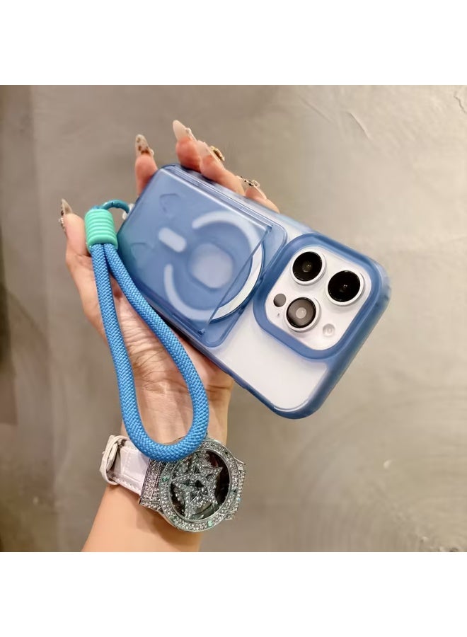 Temu A clear matte case with colored edges, supports 3-in-1 wireless charging, features a removable magnetic card holder, and includes a lanyard for secure and easy carrying. Compatible with iPhone 13 Pro Max. - Image 2