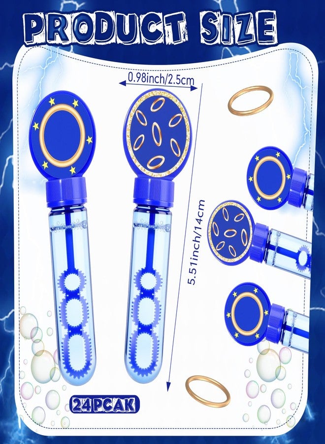 Rotatingpals 24 Pcs Blue with Gold Ring Print Bubble Wands Bubbles Party Favors for Birthday Gifts Prizes Supplies Carnival Easter Goody Bag Stuffers - Image 2