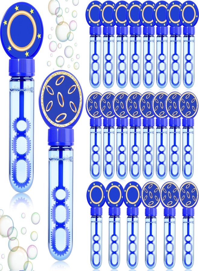 Rotatingpals 24 Pcs Blue with Gold Ring Print Bubble Wands Bubbles Party Favors for Birthday Gifts Prizes Supplies Carnival Easter Goody Bag Stuffers - Image 1