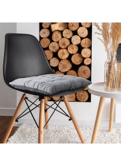 Rest Pack Of 2 Velvet Soft Chair Pad With Seat Ties Suitable For Garden , Kitchen And Office Chairs Indoor And Outdoor Silver 40X40Cm  - Image 2