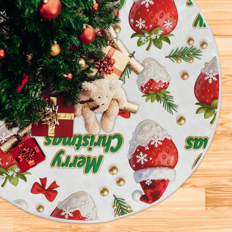 تزيينات عيد الميلاد على شكل تنورة دائرية حمراء بنكهة الفراولة، محبوكة خصيصًا لأشجار عيد الميلاد ومناسبة للمنازل الريفية. - Image 5
