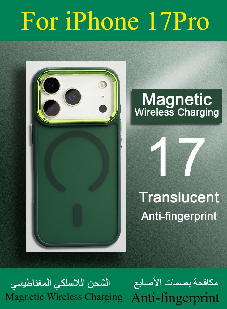 Dili Apple Orange Case iPhone 17 Pro Magnetic Wireless Charging Phone Case Matte Translucent Hard Acrylic Back Shockproof Armor Camera Lens Protection Cover - Image 5