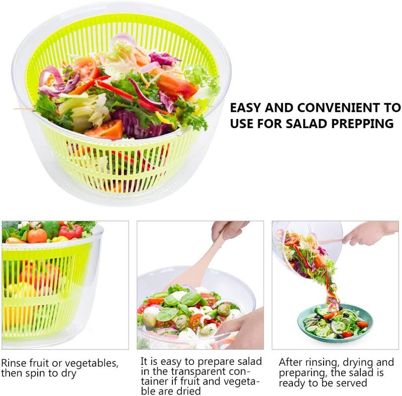 Pantula Large Salad Spinner BPA Free-Manual Lettuce Dryer and Vegetable Washer with Quick Dry Design, Easy Spin for Tastier Salads, 5qt, Green - Image 5