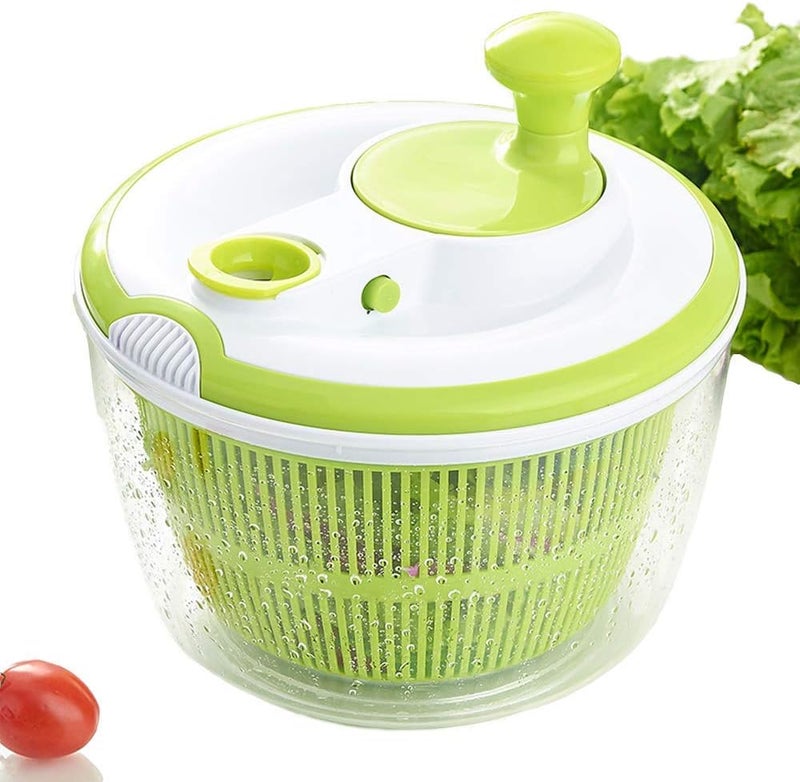 Pantula Large Salad Spinner BPA Free-Manual Lettuce Dryer and Vegetable Washer with Quick Dry Design, Easy Spin for Tastier Salads, 5qt, Green - Image 1