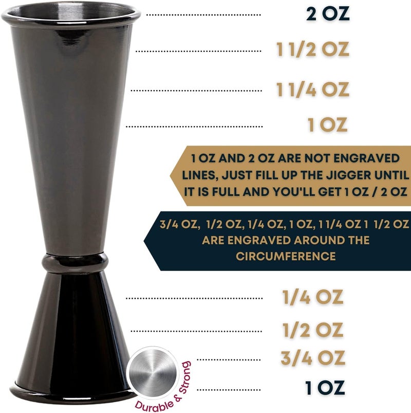 B BARIANTTE BARIANTTE Cocktail Jigger for Bartending, 2 oz 1 oz Japanese Measuring Shot Glass - Black - Image 4