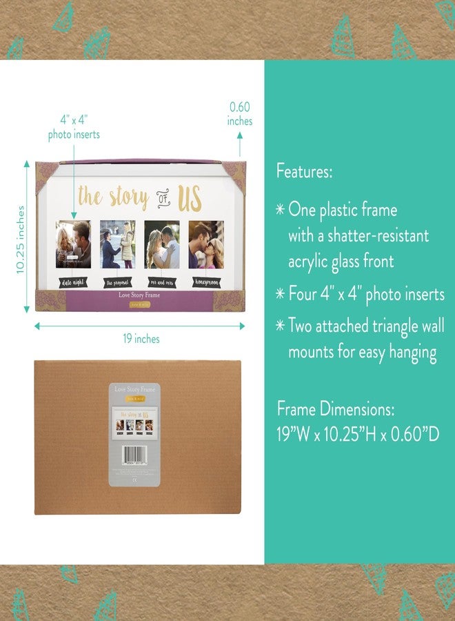 Kate & Milo The Story of Us Collage Picture Frame, Romantic Wedding Gift, Engagement & Bridal Shower Keepsake, Wall Mount Love Story Display, 4x4 Photo Inserts, White - Image 3