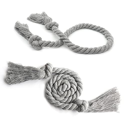 Yteseery 8 Pack Curtain Ties Rope, Outdoor Curtain Tiebacks, Natural Cotton Curtain Holders, Village Rustic Farmhouse Curtain Holdbacks, Nautical Curtain TieBacks for Patio Pergola Drapes, Grey - Image 4