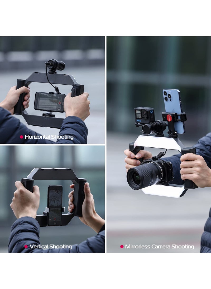 Ulanzi - ULANZI Smartphone Video Rig with Light, Cell Phone Handheld Stabilizer with Ring Light for Filmmaking Live Steam Video Recording - Image 1