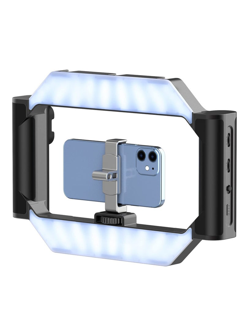 Ulanzi - ULANZI Smartphone Video Rig with Light, Cell Phone Handheld Stabilizer with Ring Light for Filmmaking Live Steam Video Recording - Image 1