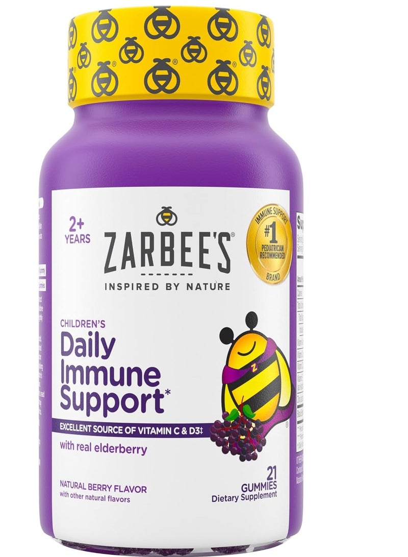 Zarbee's Elderberry Gummies for Kids with Vitamin C Daily Childrens Immune Support Vitamins 21 Counts - Image 1