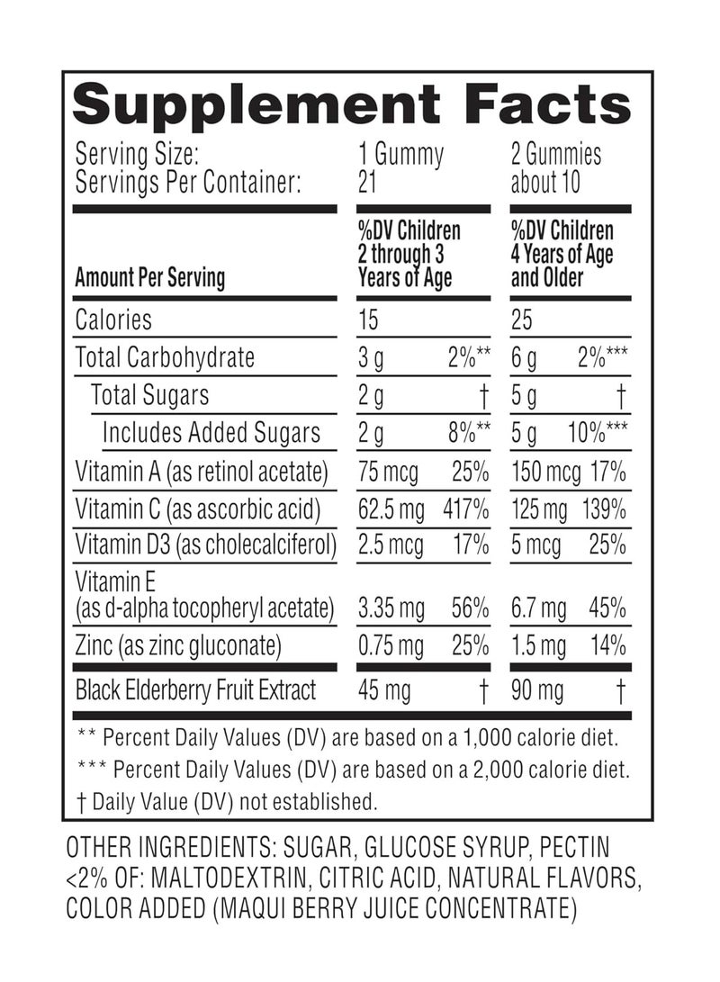 Zarbee's Elderberry Gummies for Kids with Vitamin C Daily Childrens Immune Support Vitamins 21 Counts - Image 4