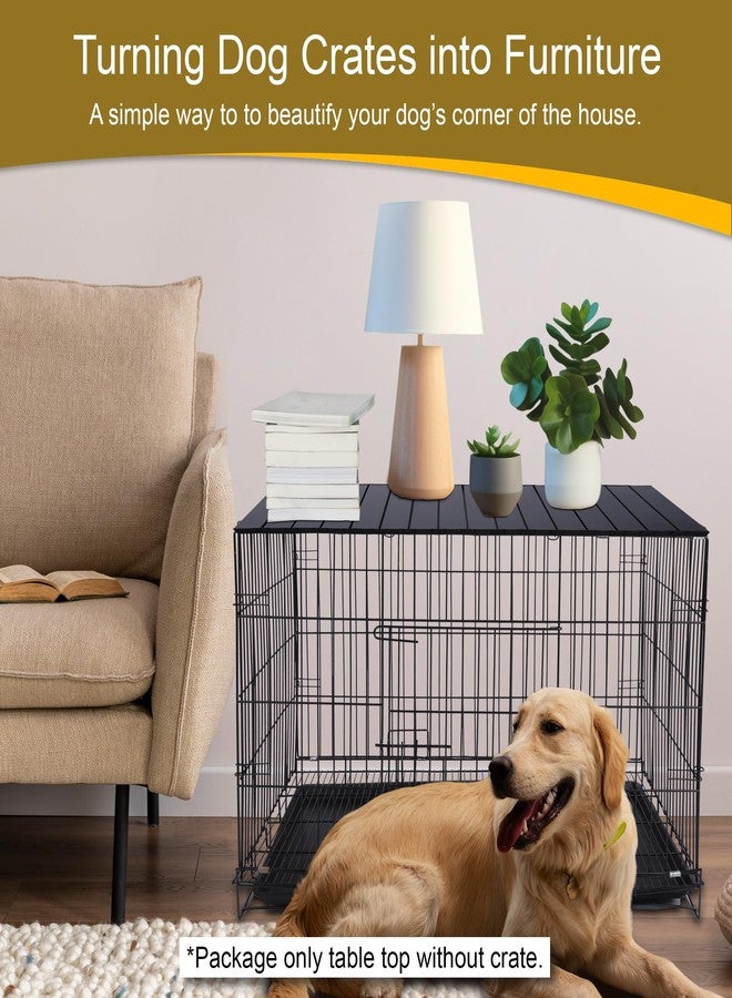 Petmystify Dog Crate Topper with Magnets for 42 Inch Crate - Aluminum Foldable Dog Kennel Topper Decorative Storage Pet Crate Table Black (Only Topper) - Image 2