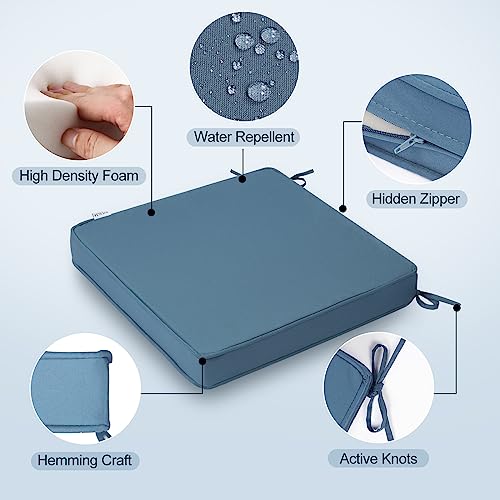 GUEGLSA Patio Seat Cushions 18 inch,Waterproof Square Chair Pad with Ties,18''x18'' Indoor Outdoor Chair Cushion for Garden Furniture,Set of 2,Blue - Image 3