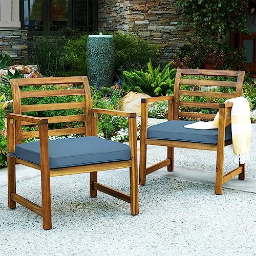 GUEGLSA Patio Seat Cushions 18 inch,Waterproof Square Chair Pad with Ties,18''x18'' Indoor Outdoor Chair Cushion for Garden Furniture,Set of 2,Blue - Image 5