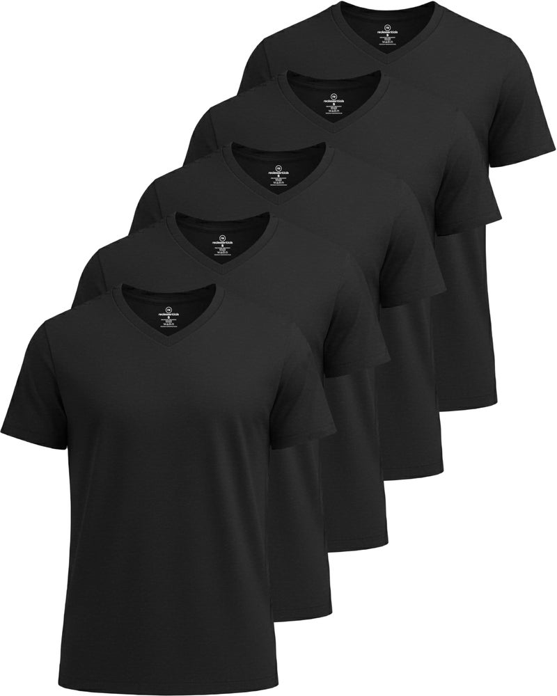 REALESSENTIALS Real Essentials 5 Pack: Men’s V-Neck Dry-Fit Moisture Wicking Active Athletic Tech Performance T-Shirt Set 6, M, Pack of 5 - Image 1