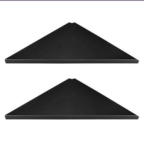evron Corner Mounting Shelf Set of 2 – Easy to Install Floating Wall Shelves with Wood Grain Finish, Durable and Waterproof ABS Plastic for Kitchen, Bathroom, Living Room Home Décor - Image 1