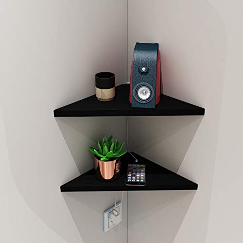 evron Corner Mounting Shelf Set of 2 – Easy to Install Floating Wall Shelves with Wood Grain Finish, Durable and Waterproof ABS Plastic for Kitchen, Bathroom, Living Room Home Décor - Image 5