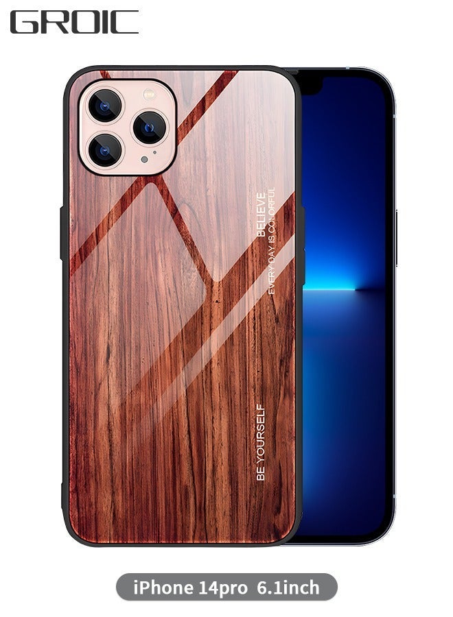 GROIC IPhone 14 Pro Case 6.1 Inch,Wood Grain Plexiglass Case,Fashion Cute Pattern Design Cover,Shockproof Anti-Scratch Protection for - Image 1
