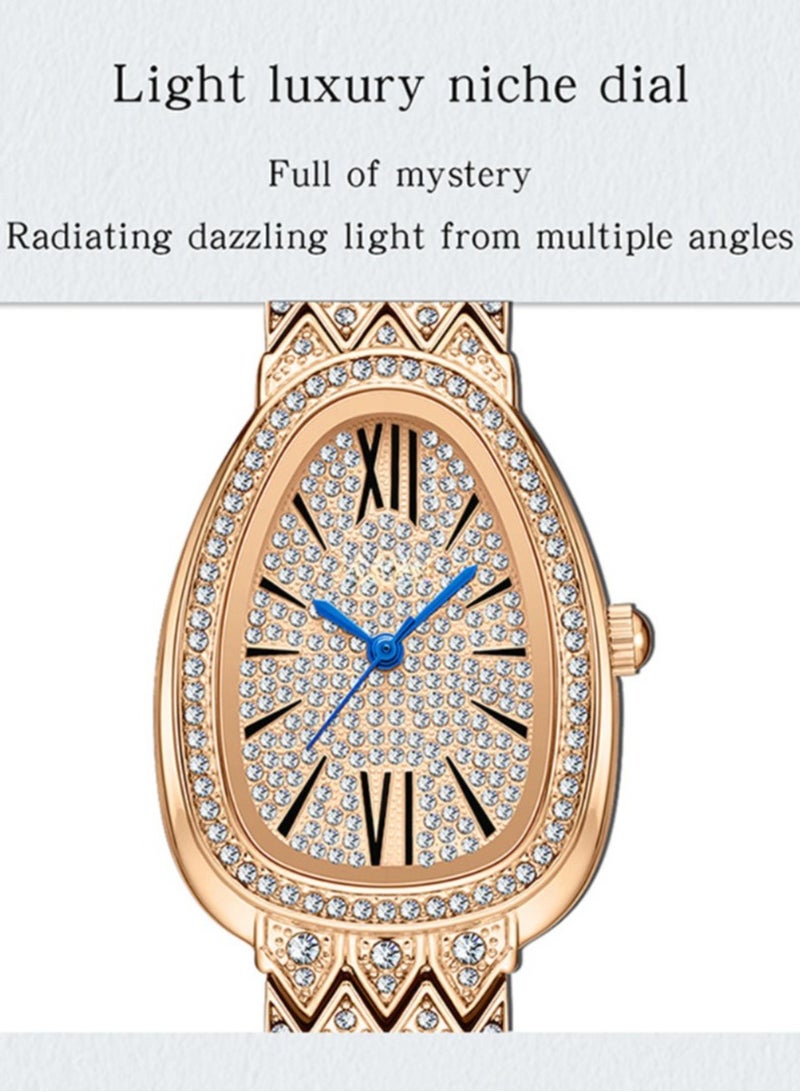 Snake full diamonds diamond-shaped copper band women's quartz watches - Image 3