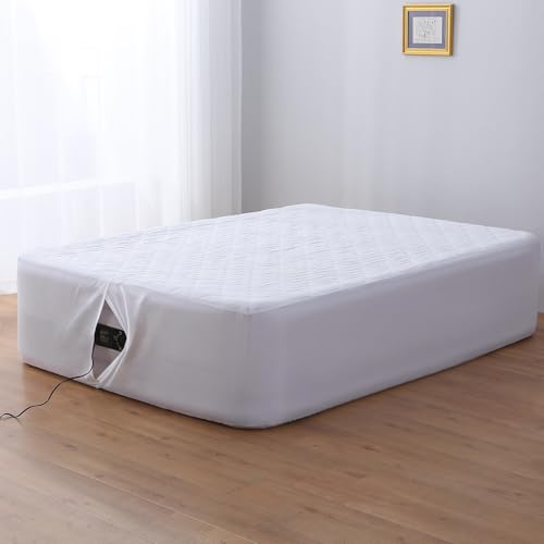Antranfour Twin Air Bed Mattress Pad with 15-24 Inch Deep Pockets - Waterproof Protector for Warm Sleep & Cold Air Insulation,Perfect for Camping, Guest Bed, Pets & Overnight Visitors-White - Image 1