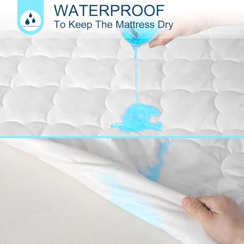 Antranfour Twin Air Bed Mattress Pad with 15-24 Inch Deep Pockets - Waterproof Protector for Warm Sleep & Cold Air Insulation,Perfect for Camping, Guest Bed, Pets & Overnight Visitors-White - Image 3