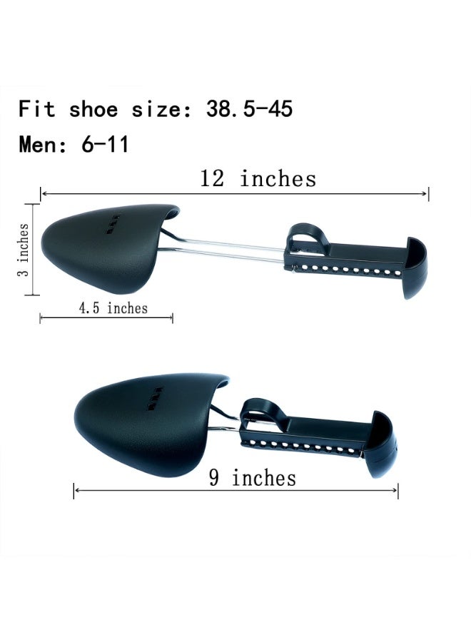 2 Pairs Adjustable Men's Shoe Trees – Spring-Loaded Plastic Shoe Stretcher & Shape Keeper, Fits US Size 6-11, Portable Boots & Sneakers Shaper, Black - Image 2