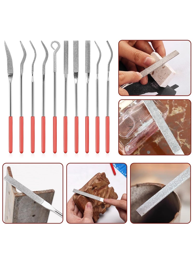 Barakah 10Pcs Diamond Needle File Set, 140mm/5.5inch Small Curved Metal Files, Miniature and Model Tools for Jewelry and Stone Carving - Image 3